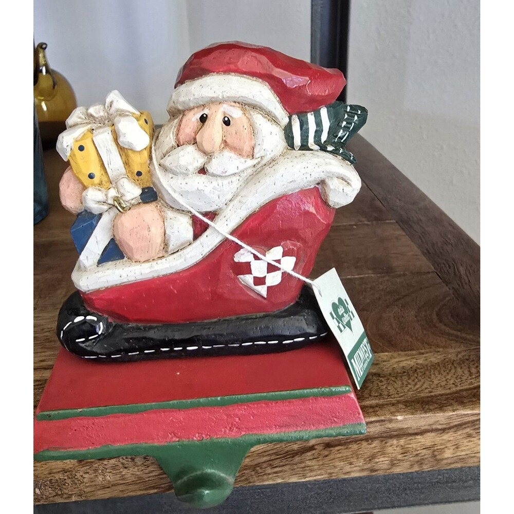 Eddie Walker Santa in Sleigh Stocking Holder Midwest Cannon Falls NEW Cast Iron